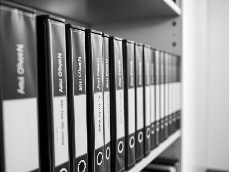 Row of archival compliance binders
